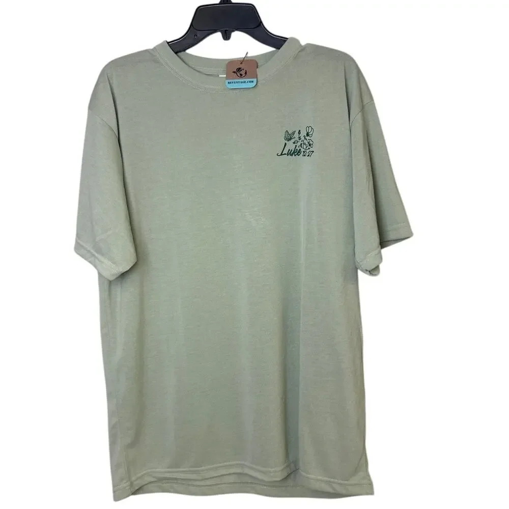 New Hand Printed Mens XL Consider How The Wildflowers Grow Short Sleeve T Shirt - Picture 3 of 6